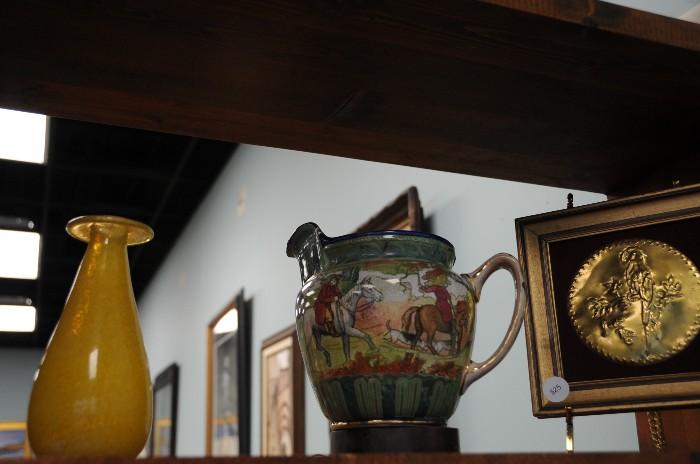 Royal Doulton pitcher, hand blown vase