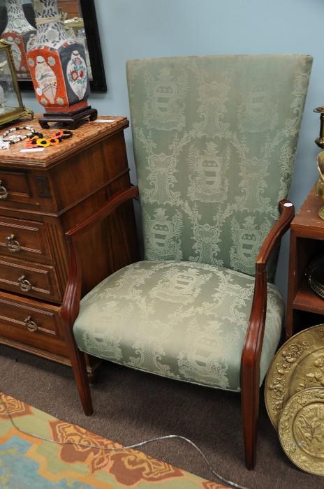 Silk upholstered chair