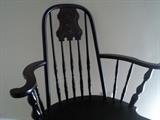 One of two antique Windsor chairs.  Notice the "plate" in the middle of the chair back -- it's hand-painted violets!