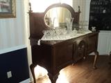 WOW!  This antique sideboard (buffet) is one of the top three pieces in this sale!  The oval mirror is just one of the things that make this so special!