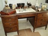 Wondeful antique desk ---- look at all of those great accessories including a game board!