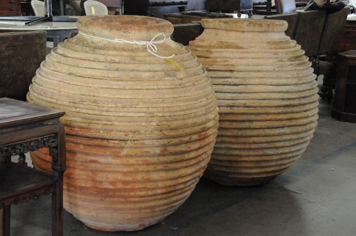 Large terracotta garden urns
