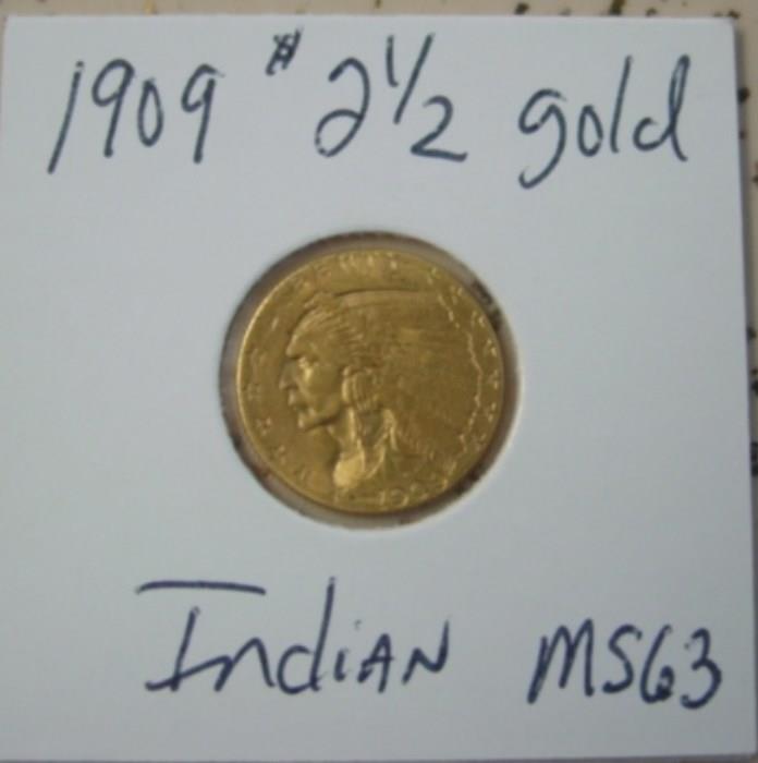 1909 $2.50 Indian Head Gold Coin