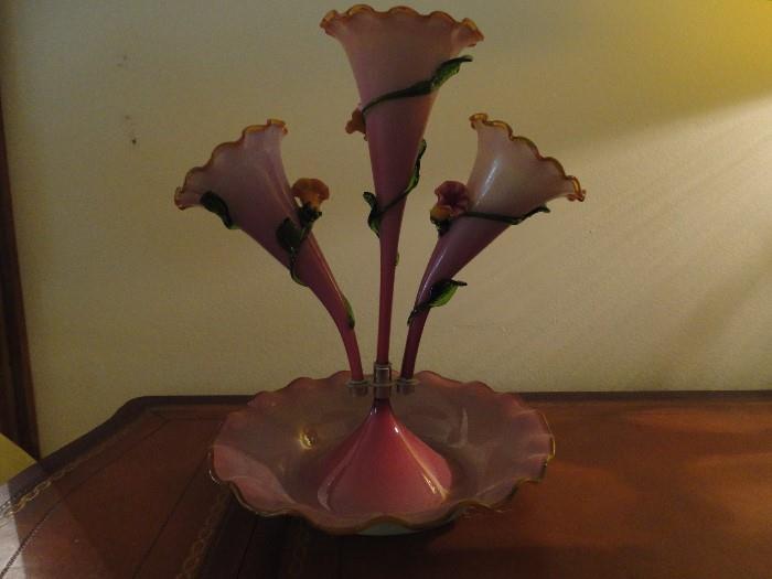 Epergne, Too fancy to be Fenton I'm told - Victorian  maybe Williams and Stevens photos not doing piece justice! Very dark house! 