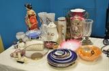 An assortment of items, including a German porcelain vase.