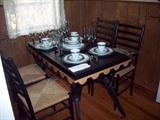 Castro convertible and adjustable height table. From kitchen size with four chairs. Mid century modern for the dining area, at it's best.