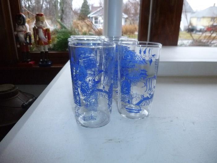 6 Blue Willow Glasses
