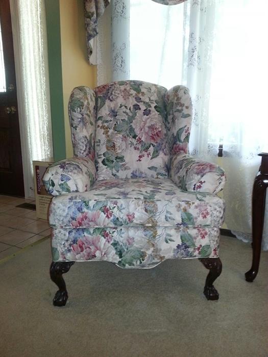Floral Wing Back Chair - Has a Matching Couch - Excellent Condition - Like New                          