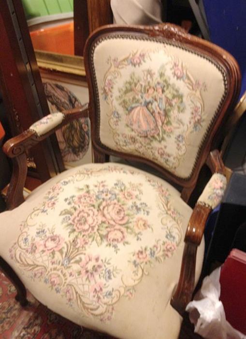 Victorian embroidered chair. NOTE: for next week's sale...not this weekend