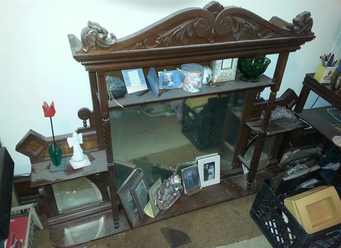 Antique mirror shelf (for mantle?)