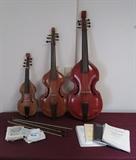 3 Albert Dell viols + bows + replacement strings + music