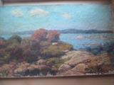 Rocky Coastline Oil on Canvas Painting