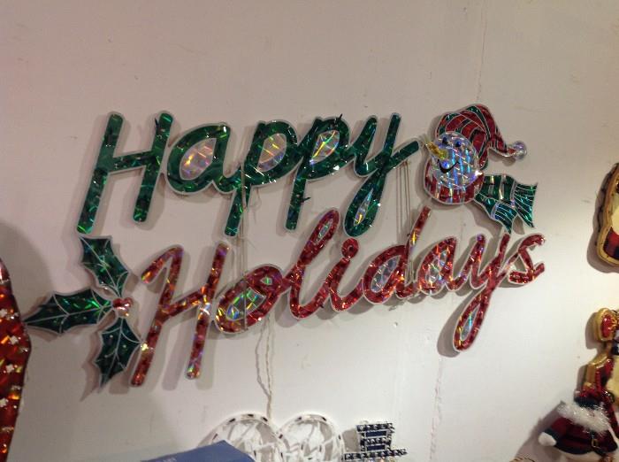 Lighted Placard "Happy Holidays" 