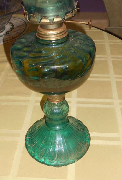 Vintage/antique Blue Oil Lantern ..Blue with blue shade..Old glass...