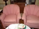 Pair pink easy chairs
