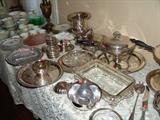 Many nice SP pieces including chaffing dishes 