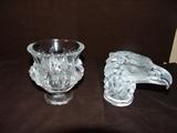 Lalique footed bowl and eagle head