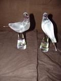 Pair  tall Lalique birds