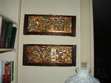 Pair gold gilded Oriental figural plaques