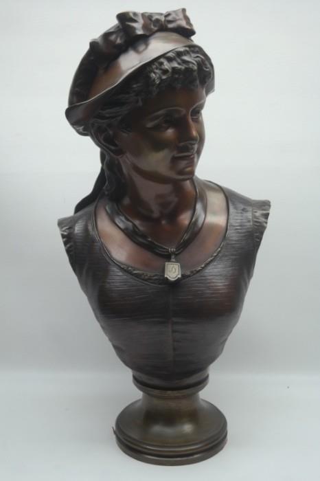 Antique Bronze Bust of "La Dorine"