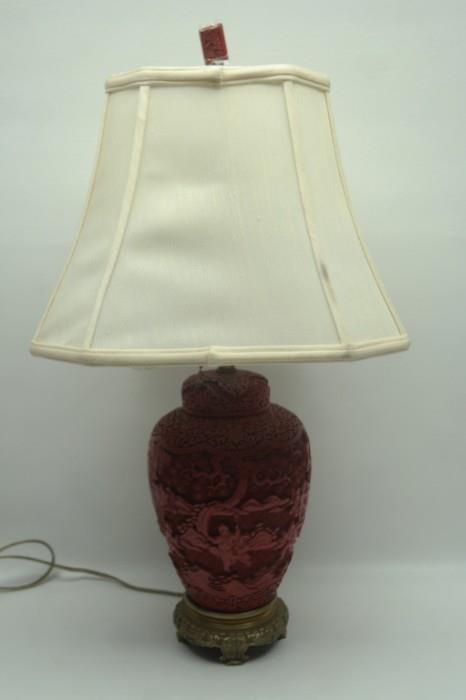 Antique Cinnabar Lamp