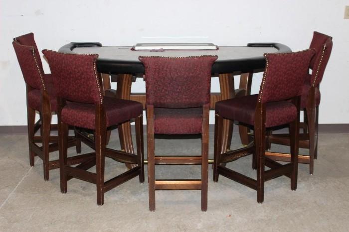 Authentic Atlantic City Casino Blackjack Table with 7 matching high top chairs