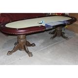 Large poker table with double pedestal legs with claw feet