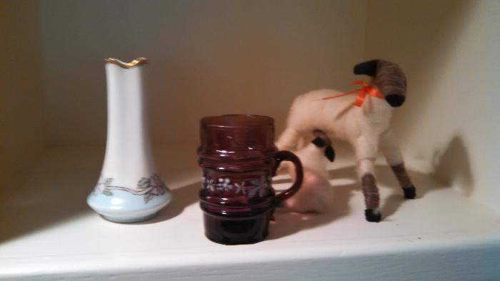 Hatpin Holder, Amethyst Glass Cup & More