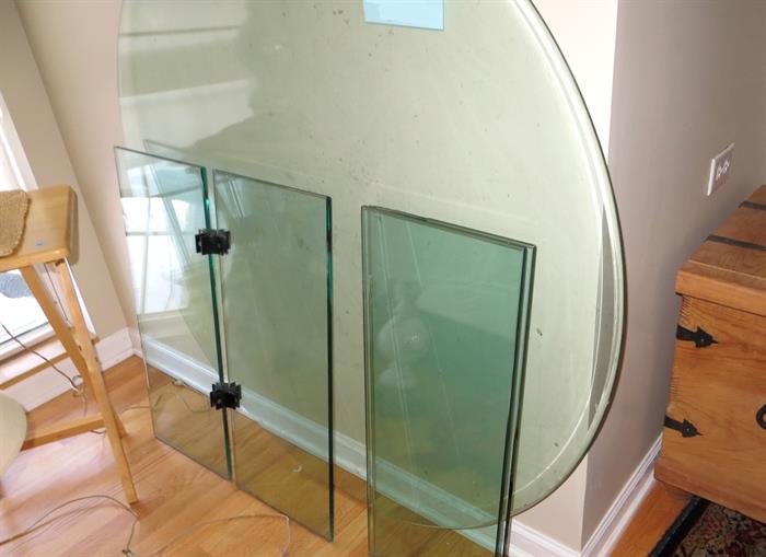 Round glass table with glass base