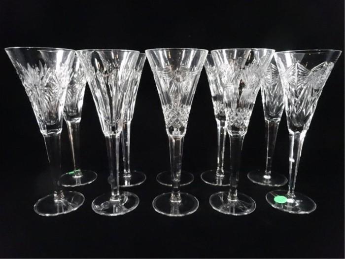 SET OF 10 WATERFORD MILLENIUM CRYSTAL CHAMPAGNE TOASTING FLUTES
