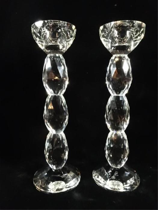 OLEG CASSINI FACETED CRYSTAL CANDLE HOLDERS