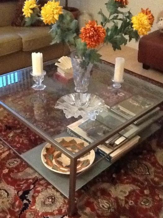 glass and stainless coffee table