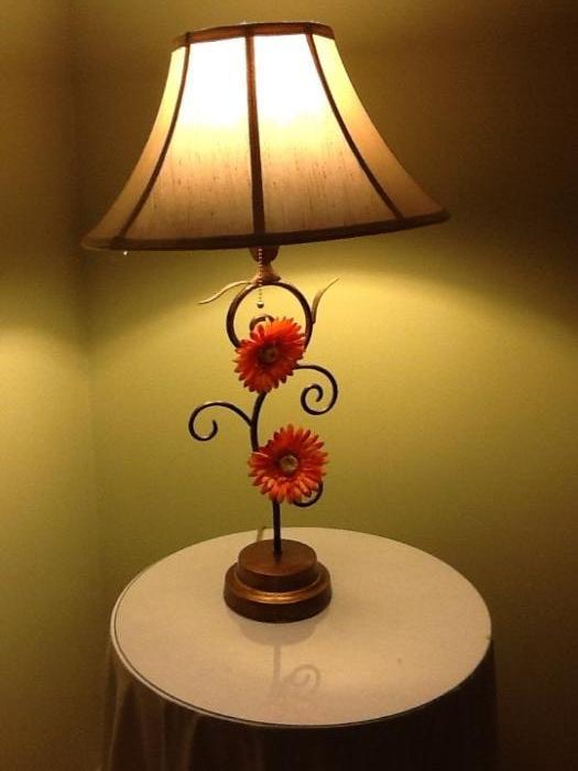 side table and lamps
