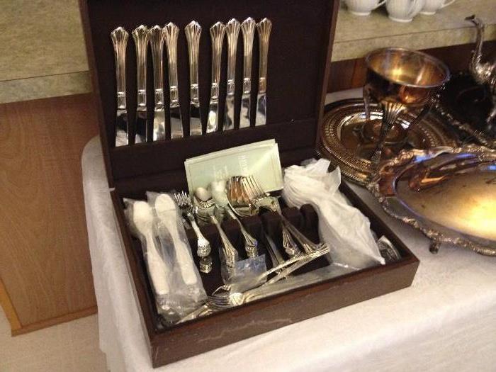 Sterling Silver-plated flatware: 8+ place settings, plus serving pieces