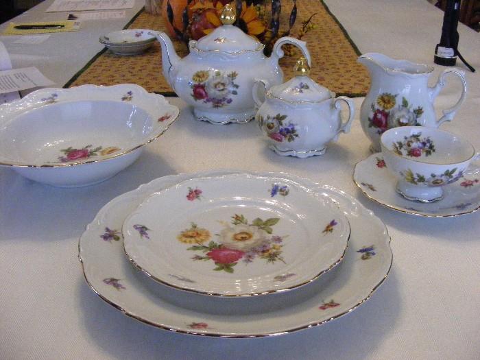 Vintage (1954 pattern) Mitterteich Bavarian porcelain china in "Meissen Floral" pattern.  56 pc. in excellent condition.  $495.00