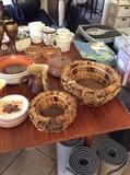 plates, baskets, serving items, decorative