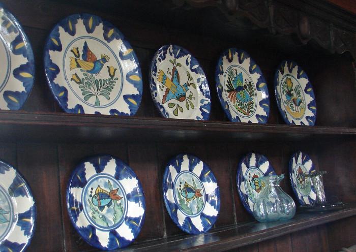 Talavera plates with fish and bird motif