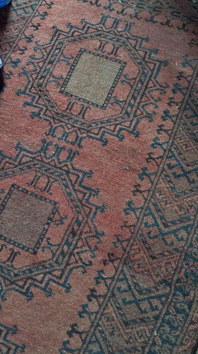 Small size Persian rug with shrimp color ground. Early 20th century.