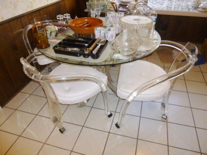 Fantastic Mid-Century Modern Lucite Table & Chairs - CLEAN!