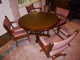 Fantastic leather top game table with leather chairs - CLEAN!