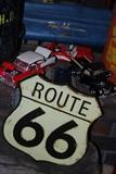 Fun vintage cars, Route 66 road sign