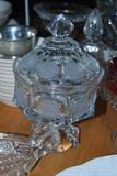 Coin pressed glass compote
