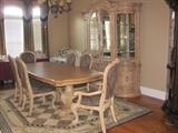 Marvelous Dining Room Suite includes Dining Table (2 leaves) w/6 Chairs, China Cabinet, Sideboard.  Presenting as whole suite.  May bid on individual pieces.  (Note:  Rug NFS)
