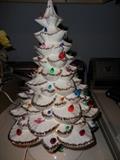 Vintage White ceramic Lighted Christmas Tree