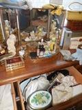 Vanity Items, Vintage Evening Bags, Perfume, Dresser Trays,Casket Boxes