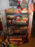 SHELF FILLED!! Vintage Games, Fisher Price, Stuffed Animals..Quite a collection!!