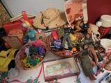 Vintage Pretend Play, Money, Planet of the Apes(3),Action Jackson on top of button basket
