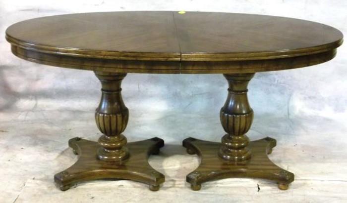 Oval double pedestal Walnut table