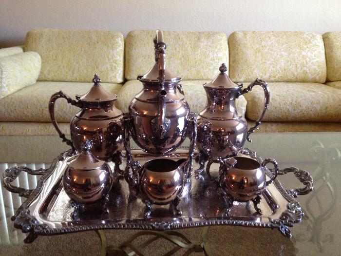 silver antique tea set
