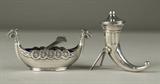 Lot 671:
(3) Piece David Anderson Sterling Open Salt & Pepper